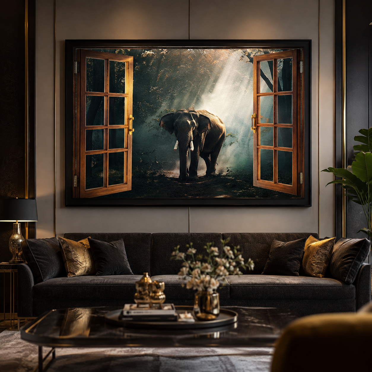 Quadro Janela Elefante
