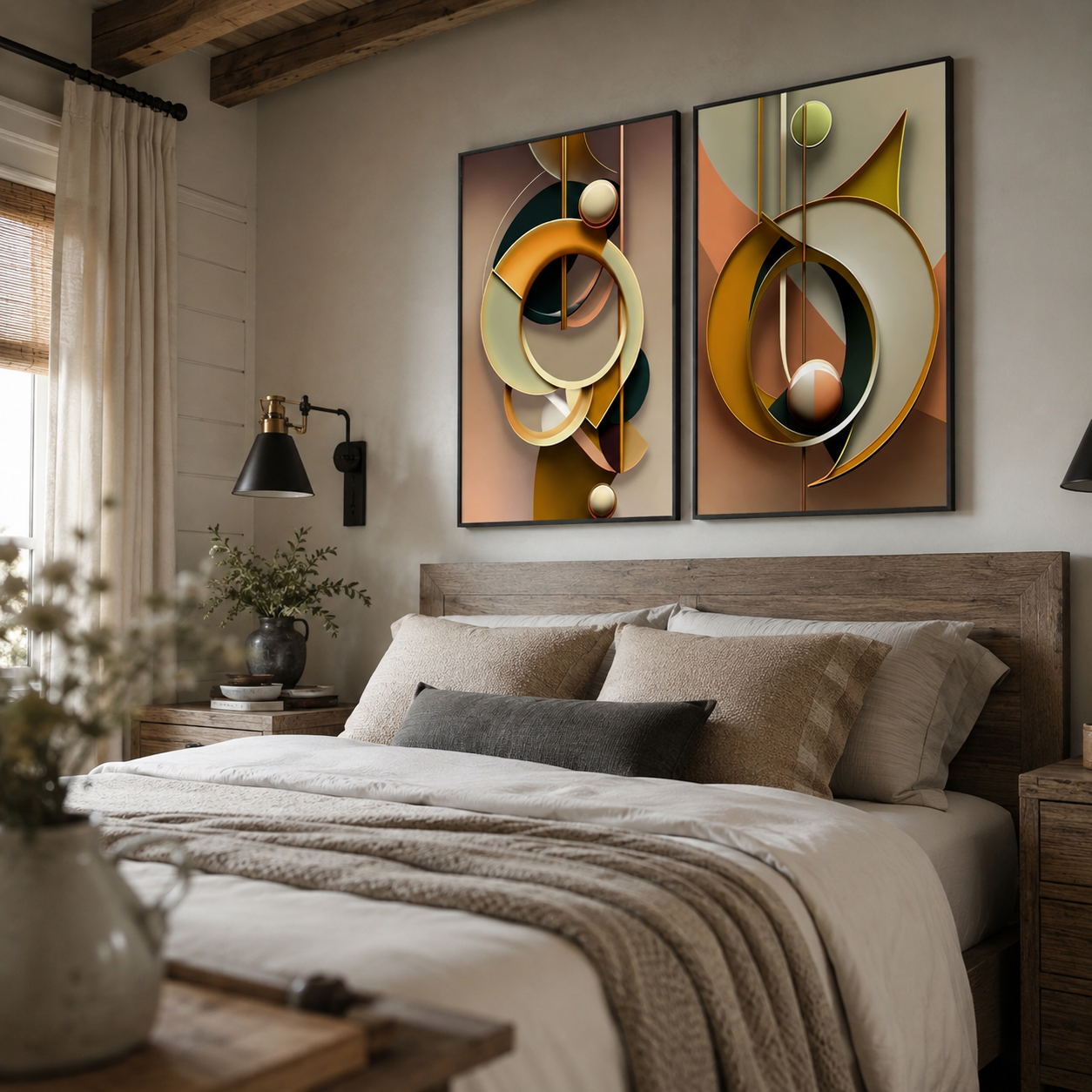 Quadros Duo Abstrato Luxuoso