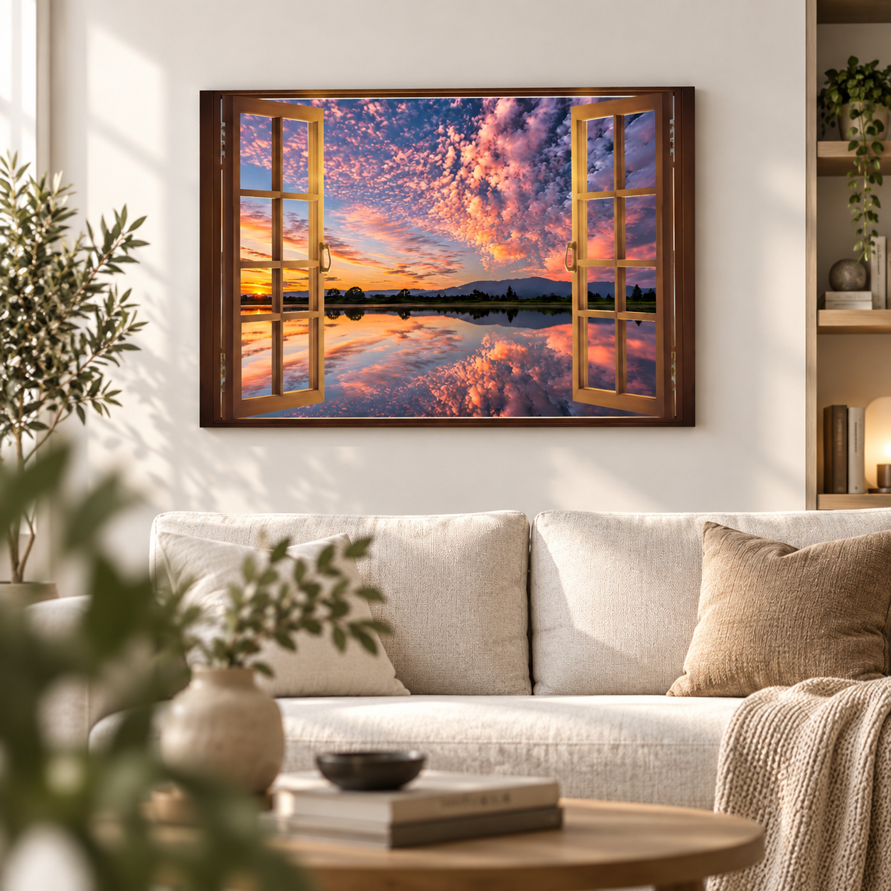 Quadro Casa de Praia Janela Sunset
