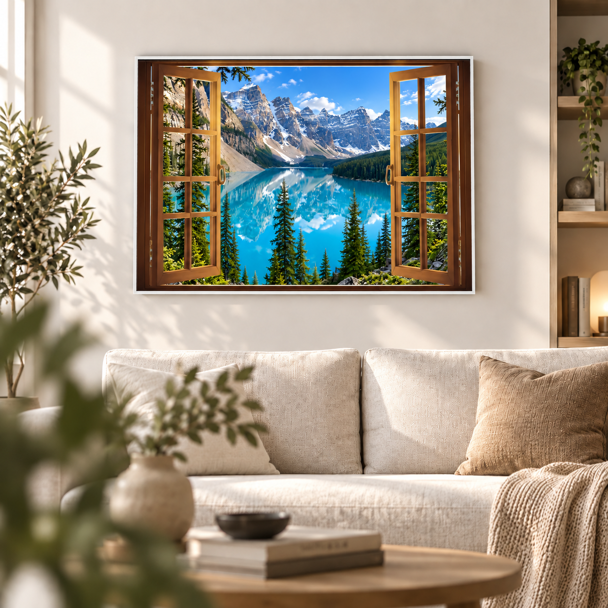 Quadro Sala Janela Lago Turquesa