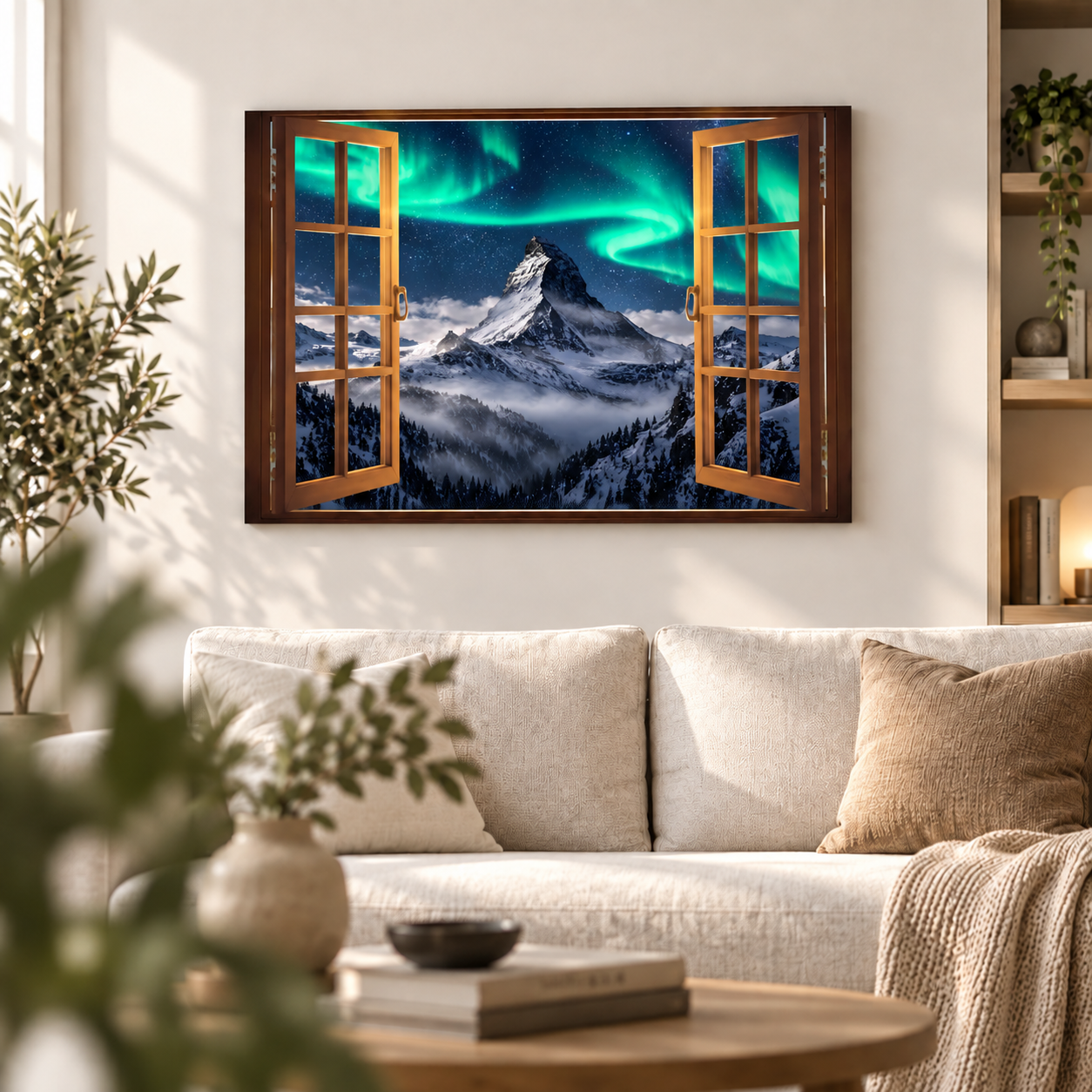 Quadro Suíte Janela Aurora Boreal