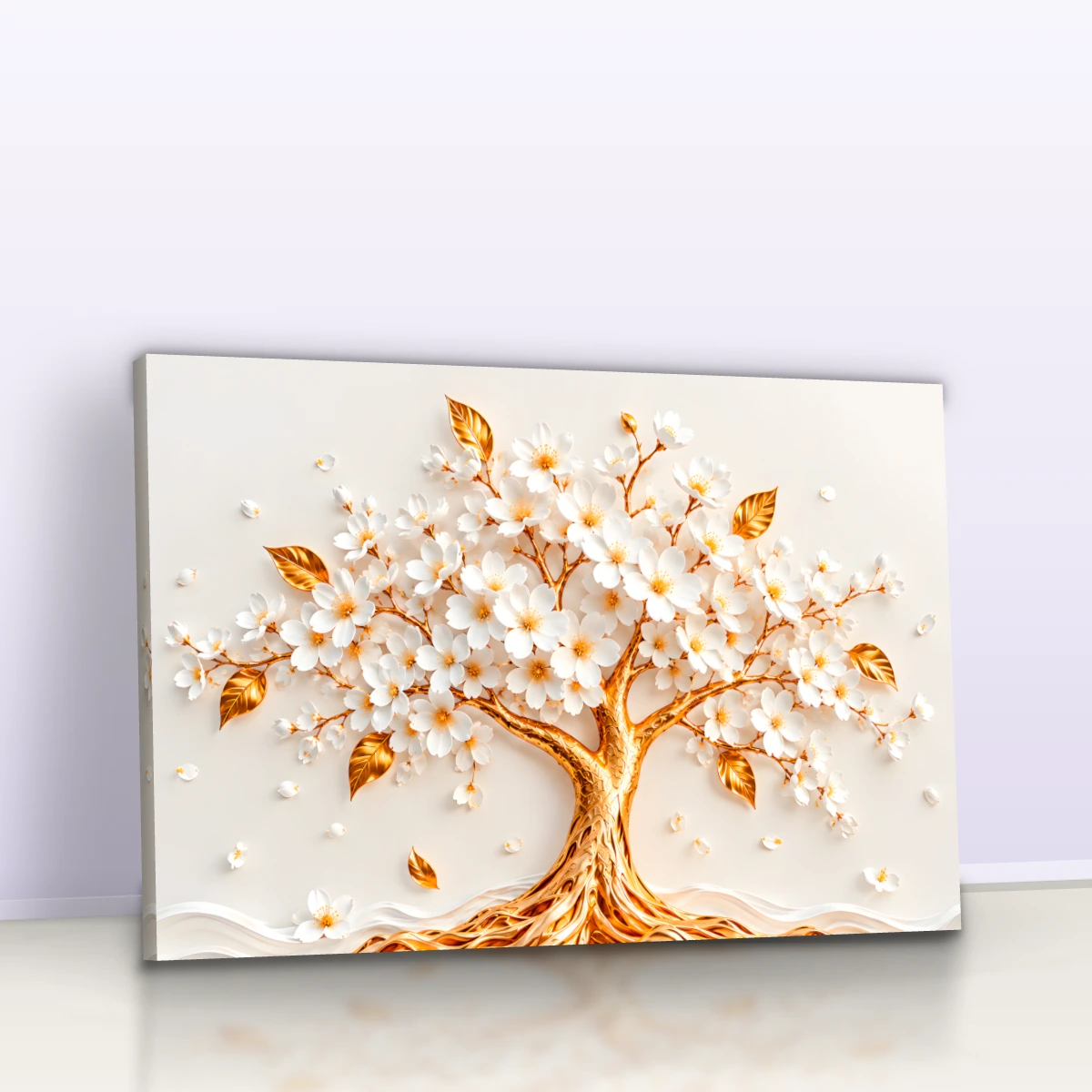Quadro Sala Árvore Gold Flores