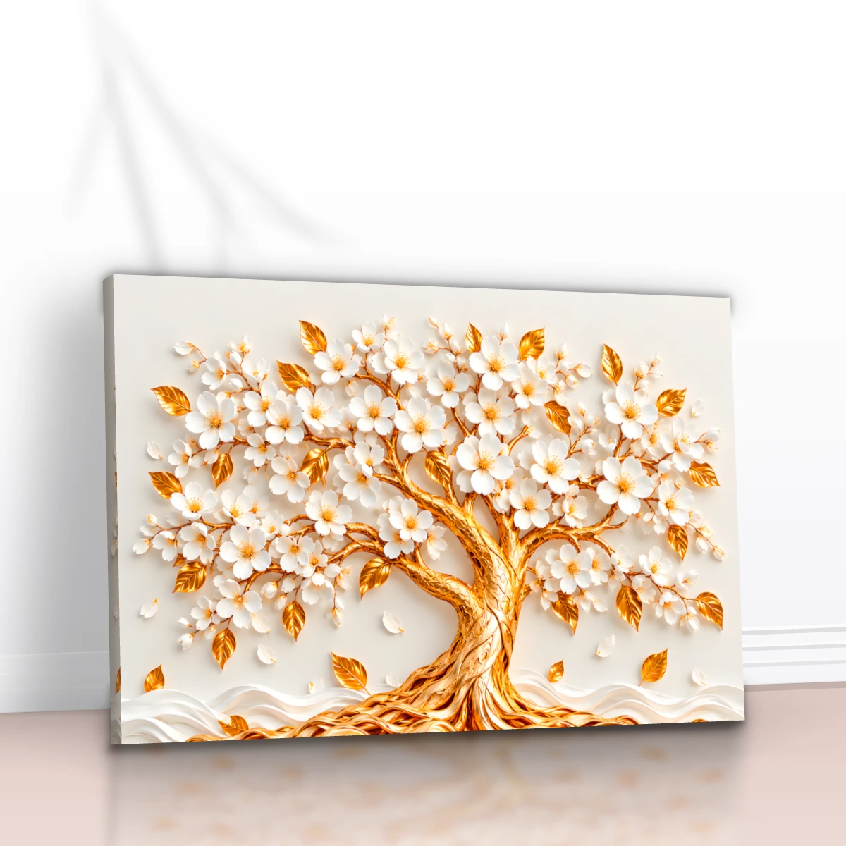 Quadro Sala Árvore Gold 3D