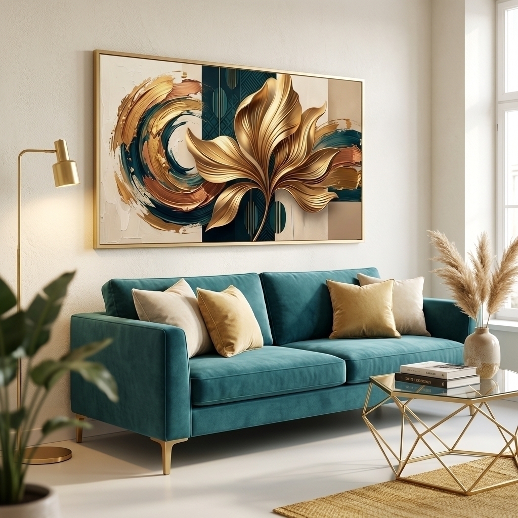 Quadro Abstrato Gold Luruxy 059