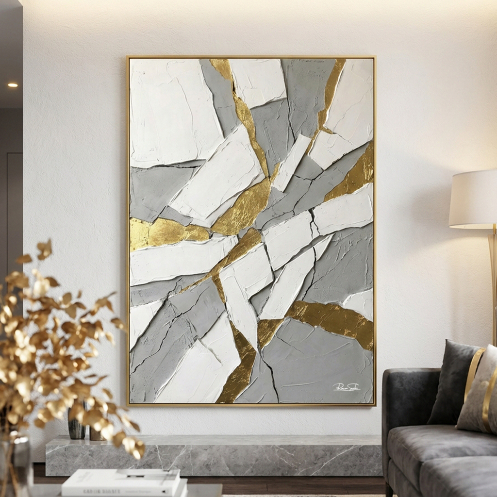 Quadro Abstrato Luxury Gold 057