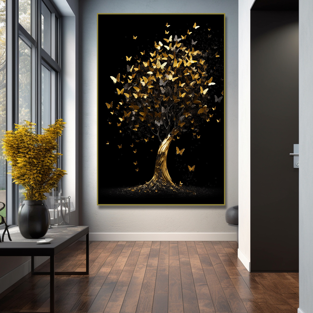 Quadro Arvore Dourada Butterfly