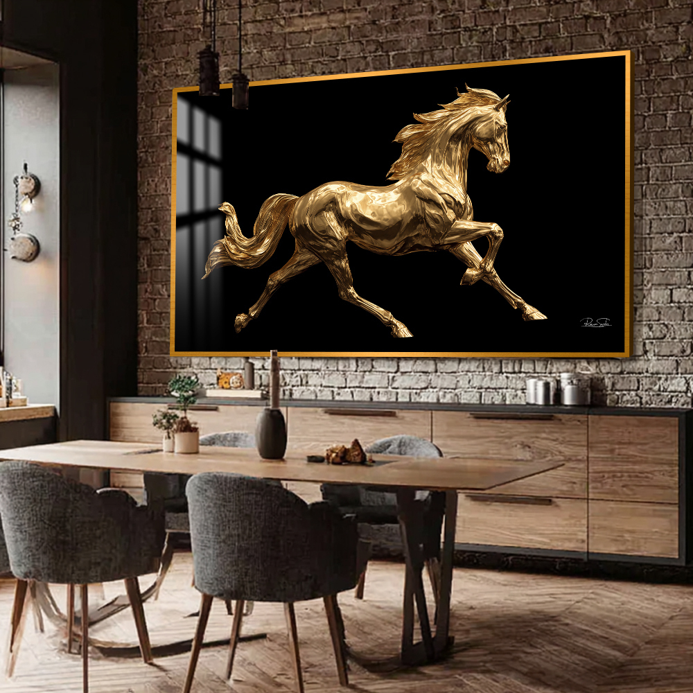 Quadro Cavalo Dourado Horizontal