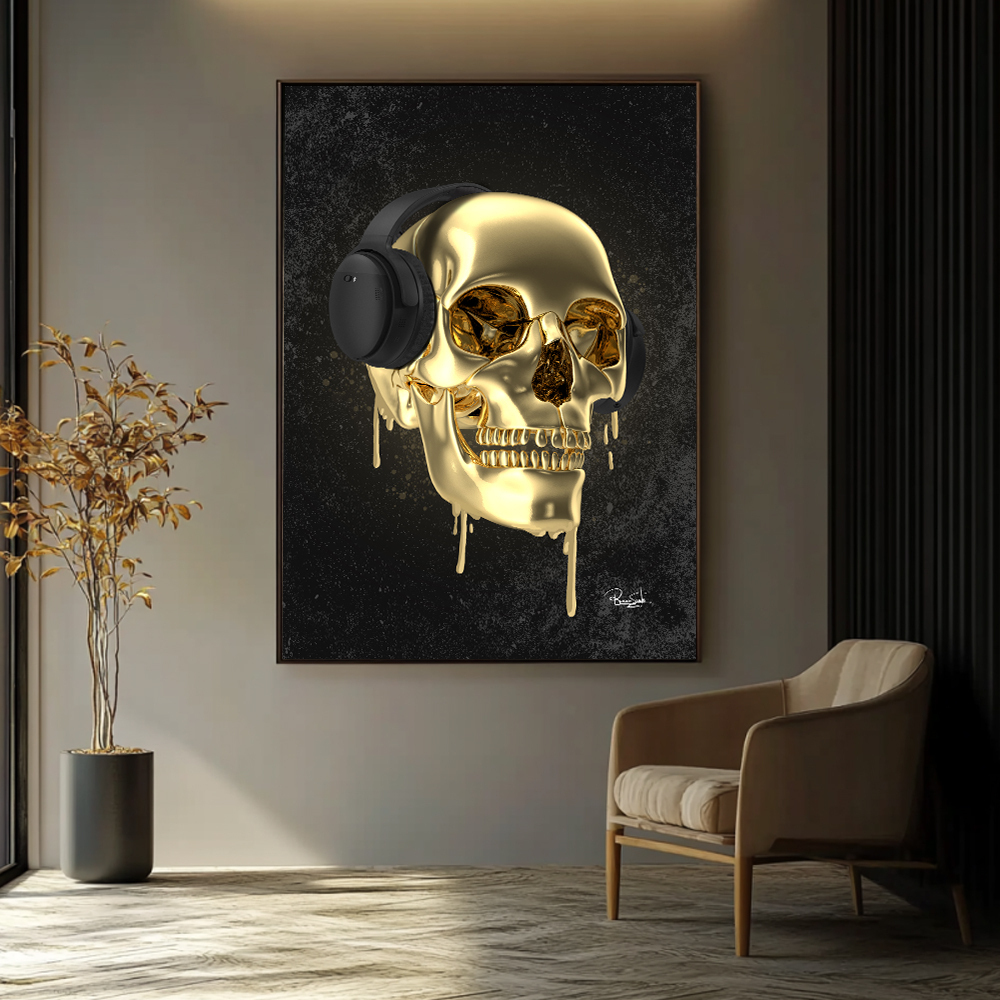Quadro Caveira Com Fone