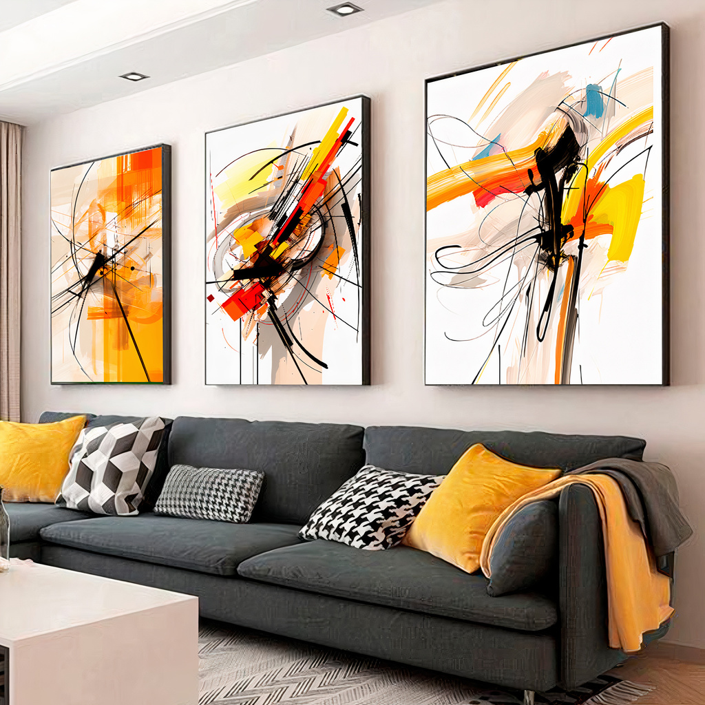 Quadro em Trio - Abstrato contemporaneo