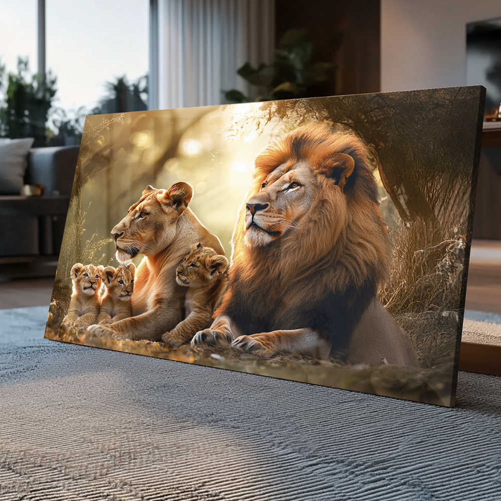 Quadro Familia De Leão 3 Filhotes II