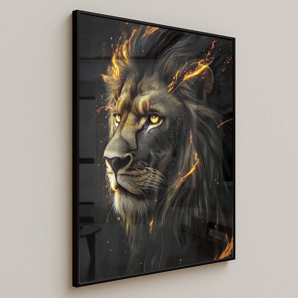 Quadro Leão Raios de fogo