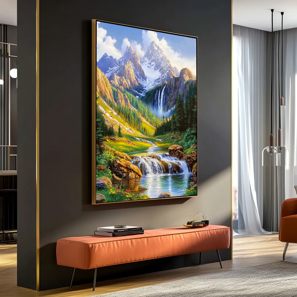 Quadro Pintura Belissimas Montanhas