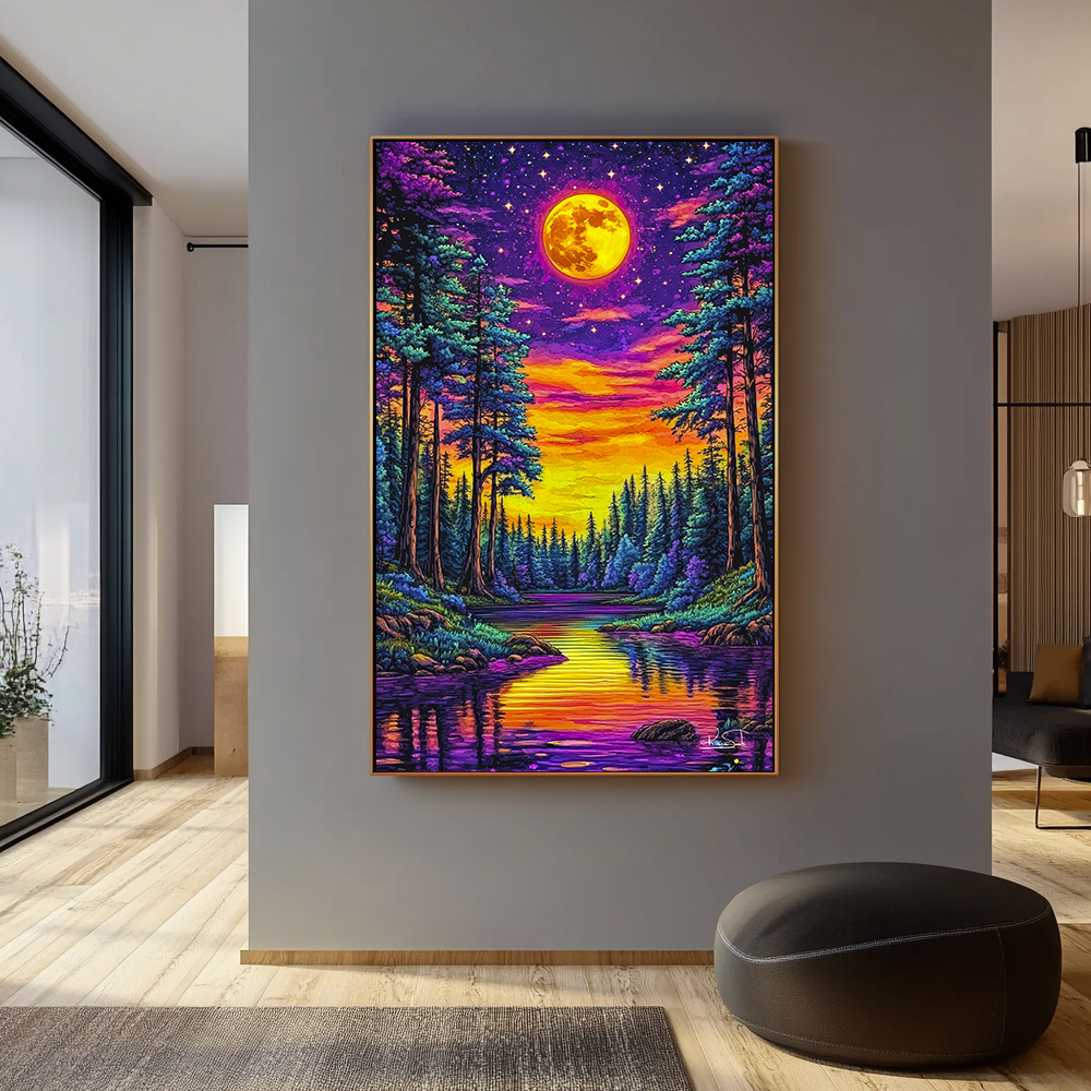 Quadro Pintura Contraste E Lua