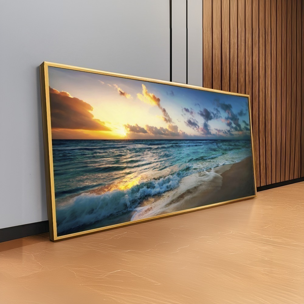 Quadro Praia E Por Do Sol
