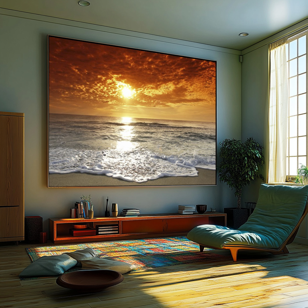 Quadro Praia E Por Do Sol II