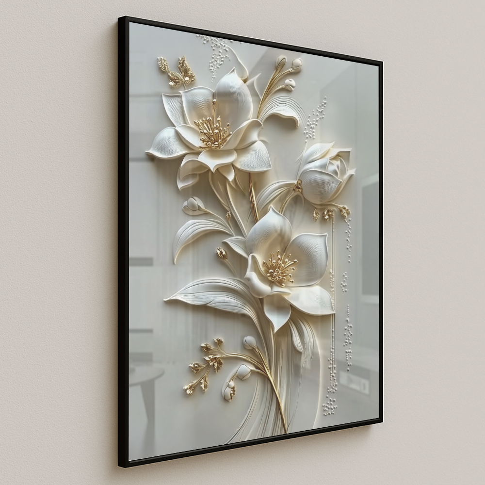 Quadro Toque Floral Dourado